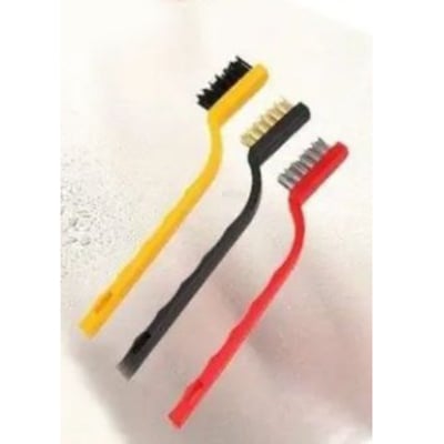 Picture of 3 Pcs Mini Wire Brush Set Steel Brass Nylon Brush Cleaning Metal Rust Clean Multicolor (Multicolor)