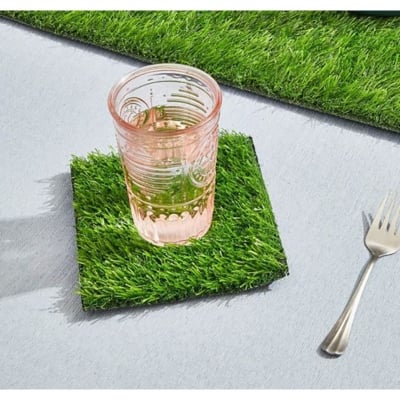 Picture of Grass Coffee Coaster 6 Pack placemat Extra-Heavy & Soft Turf drink coaster - Kitchen & Dining- Vibes (Green)