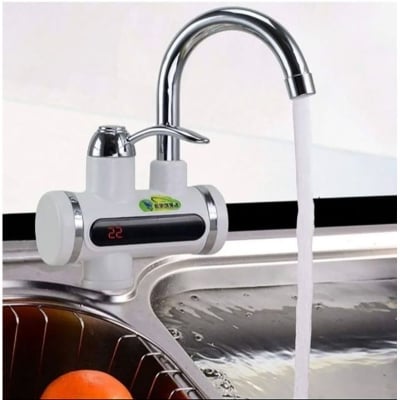 Picture of Instant Tankless Electric Hot Water Heater Faucet Kitchen Fast Heating Tap Water Faucet with LED Digital Display (White)