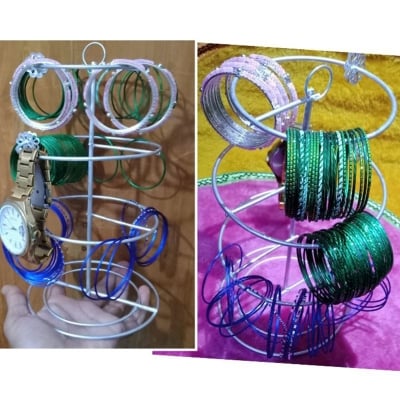 Picture of Metal Mini 2 Pcs Bangle Display Stand 3 Layer Churi Alna Bracelet Holder Buy 1 Get 1 Free (Multicolor)