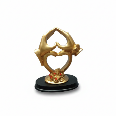 Picture of Heart Sculpture Home Decor, Gold Resin Figurines Shelf Decor Accents, Modern Art Collectibles Ornaments Home Decorations for Living Room,Valentines Day Wedding Anniversary Romantic Gift (Multicolor)