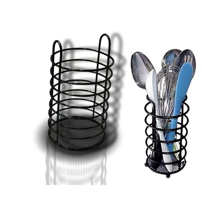 Picture of Metal Pen Holder Kitchen Cutlery Holder Utensil Caddy Spoon Organizar (Black)