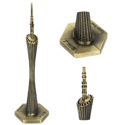 Picture of Canton Tower Model Famous Building Architecture Model Delicate Work Small Waist Vintage Office Home Decor Canton Tower Model, (Bronze) (Brown)