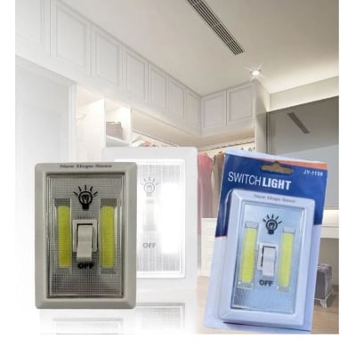 Picture of COB LED Switch Night Light Magnetic Wall Lamp Battery Operated Cordless Under Cabinet Light For Garage Closet (White)