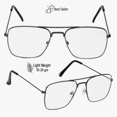 Picture of Rectangular Spectacle Frame Sunglasses, Clear Lenses (CLEAR,Transparent,Black)