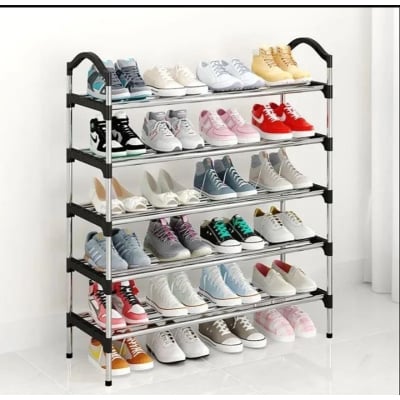 Picture of Stainless steel Folding Shoe Rack Portable Shoe Holder 5 layer Shoe rack (Silver)
