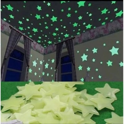 Picture of Star Fluorescent toys 10 Pcs  Radium stickers glows darkness wall decor (Multicolor)