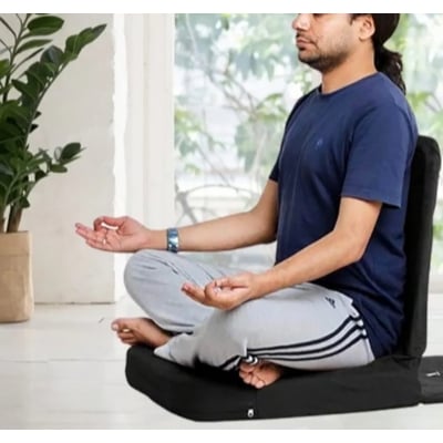 Picture of Meditation Chair | Adjustable Floor Chair with Back Support | Padded Floor Seat for Posture Support and Comfort | Portable Folds Flat for Storage | Indoor/Outdoor Use  (Grey)