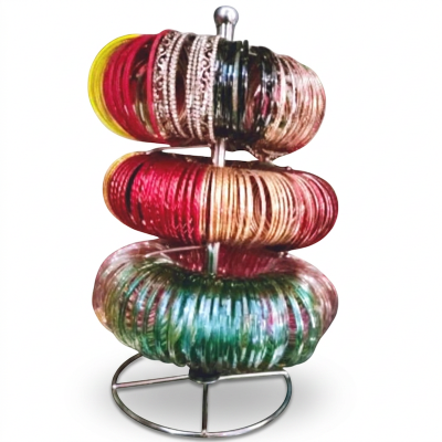Picture of Foldable Metal Jewelry Organizer Stand metal Necklace Bracelet Display Holder নেকলেস ব্রেসলেট ডিসপ্লে স্ট্যান্ড (Silver)