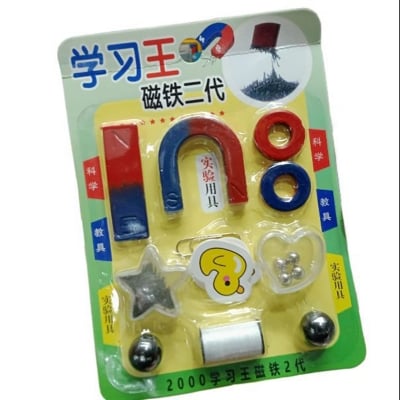 Picture of 10 PCS Physics Science Magnets KIT for Education Science Experiment Tools with Magnet Powder Including BAR/Ring/Horseshoe Magnetic toy early learning toy (Multicolor)