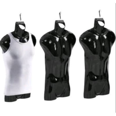 Picture of 3 Pack Male Mannequin Plastic Men Male Body Shell Mannequin-Dummy Type Hangers Shirt Display Stands Regular Size (Black)
