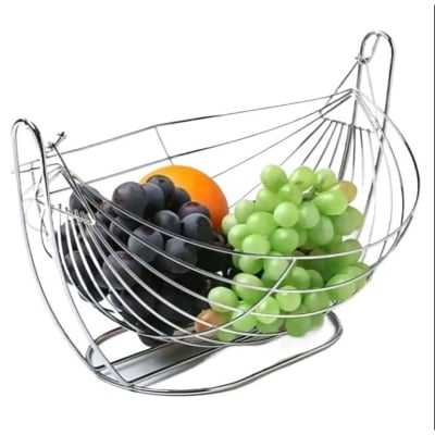 Picture of Creative Stainless Steel Fruit Basket Living Room Iron Swing Fruit Plate Household Tea Table Modern Simple European Storage Basket (Silver)