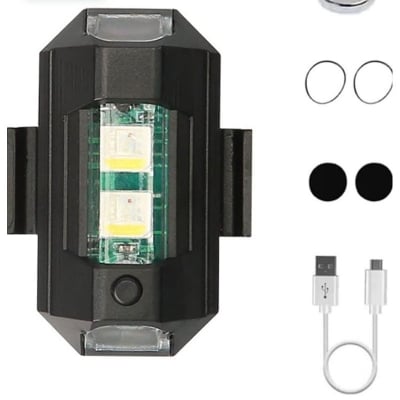 Picture of 1pc LED Aircraft Strobe Lights, Drone Strobe Lights Aircraft Night Warning Lights USB Chargeable 7 Colors, Fit for Motorcycles, Drones, ATV, UTV, Bicycle, Velcro & Magnet Manual Switch (Multicolor)