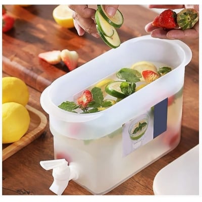 Picture of 1pc Refrigerator Cold Kettle Refrigerator Water Jug Creative Water Jug Water Kettle Fridge Iced Tea Pitcher Lemon Pitcher Cold Water Pot Cold Water Storage Bottle Faucet (White,1L-2L)
