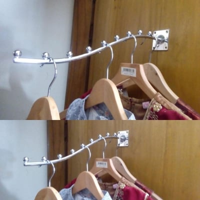 Picture of Waved Hanger hook Steel towel stand wall clip rack cloth hangers Garment Display 7 ball Hooks (Silver)