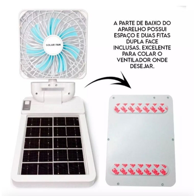 Picture of Solar Rechargeable Car dask fan solar electric doul charge fan with solar panel multicolor (Multicolor)