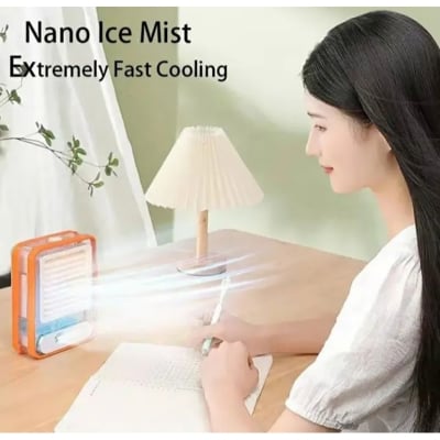 Picture of 500ml water tank portable Cooler fan Desk Misting Fan, Quiet Table Water Mist Fan Lightweight 3 Speed with Night Light for Office for Travel (Green) (Multicolor)