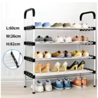 Picture of Steel Shoe Rack 4layer Shoes Cabinet Storage Organizer Living Room Bedroom Space Saving Shoes Rack (Silver)
