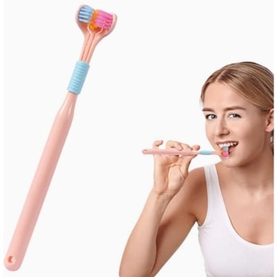 Picture of Three-Sided Toothbrush  Pcs PBT Ultra Fine Soft Hair Adult Toothbrushes Tongue Scraper Deep Cleaning Oral Care Teeth Brush (Multicolor)