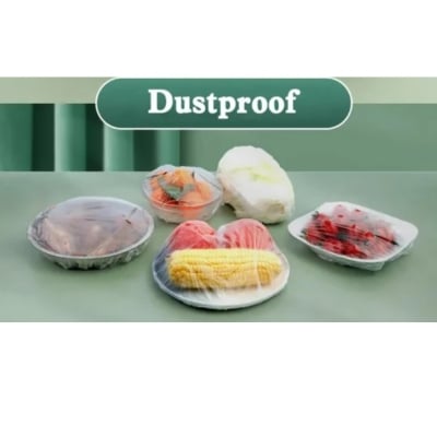 Picture of 50 Pcs Food Cover Plastic Sheets Reusable Plastic Wrap For Kitchen Cling Film Cover Household Refrigerator Food Fruit Preservation Cover Dust proof Cover Fresh keeping Kitchen Accessories (CLEAR)