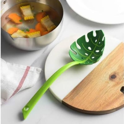 Picture of 1 Pcs Creative Green Leaf Cooking Shovels Vegetable Strainer Scoop Noodles Forks Cooking Shovels Kitchen Vegetable Tool (Green)