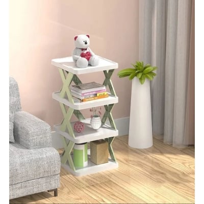 Picture of Shoe Rack 4 Layer Lightweight Adjustable Plastic Foldable Shoe Cabinet Storage Portable Folding Space Saving Stackable Shoe Organizer Home and Office (Multi Color) (Multicolor)