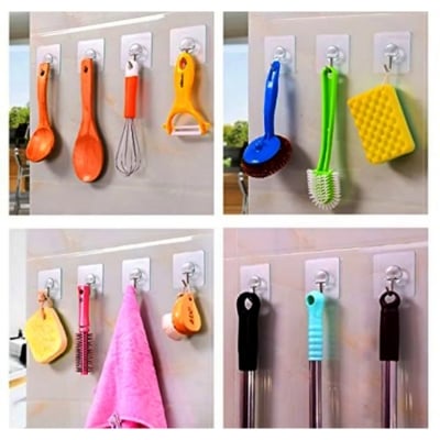 Picture of 5 Pcs Magic Hook Wall Sticky Hanger Key Cloth Hanger (5Pack) (CLEAR)
