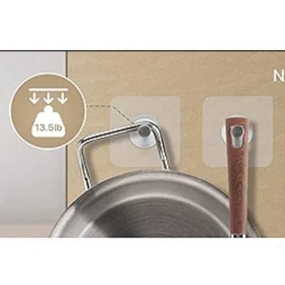 Picture of Screw Hook 5 Pcs Sticky Photo Frame Hooks for Wall Without Drilling, 5 Pack Self Adhesive Hooks for Wall Heavy Duty Strong Nail Free for Hanging Photo Frame (Hanging Hook, Transparent) Stainless Steel (CLEAR)
