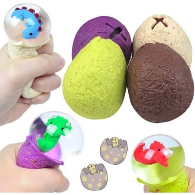 Picture of 2 Pcs Dinosaur Egg Stress Balls for Kids Toddler Adult, Dinosaur Sensory Balls for Boys Girls and Adults Summer Holiday Birthday Dino Party Favor (Multicolor) 
