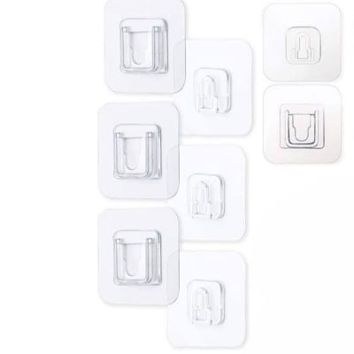 Picture of 5 Pair Double-Sided Adhesive Polypropylene Wall Hooks Without Punching and Nails, Waterproof Oil-Proof, Self-Adhesive Hook Sticker Transparent (CLEAR)