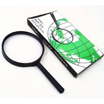 Picture of Handheld Reading Magnifier, 10X Magnifier, 75mm Glass Lens, Rubbery with Non-Slip Soft Handle for Seniors Reading and Kids Nature Exploration (Black)