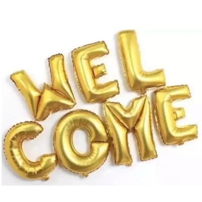 Picture of Welcome Foil banner set/WELCOME Foil Balloon Banner, Aluminum Foil Letters Banner Balloons for Party (Gold)
