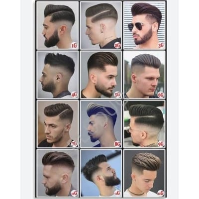 Picture of Man Hairstyles Large Poster Men Haircut Posters for Barbershop Wall Poster for Salon Bedroom Living Room Decor
  Unframe-style (Black)