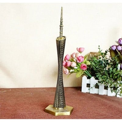 Picture of Canton Tower Model, Metal Small Waist Ornament Vintage Style Exquisite Craft Souvenir for Home Office Desktop Decor Gift(Bronze) (Bronze)