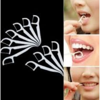 Picture of 3 in 1 Tooth Cleaning Dental Floss 30 pcs Toothpicks Plastic Set for Clean Teeth Fresh Breath and Healthy Gums, 20 Piece (White)