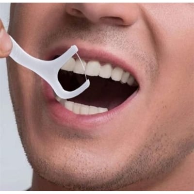 Picture of 10 Pcs Tooth Cleaning Dental Floss Toothpicks Plastic Set for Clean Teeth Fresh Breath and Healthy Gums (White)