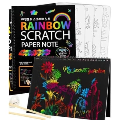 Picture of A5 Scratch Art Books for Kids Scratch Art Paper Rainbow Scratch Art for Best Gifts (Black)