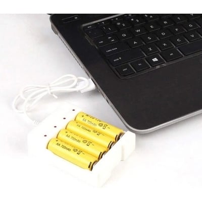 Picture of USB Battery Charger 4 slot Adapter USB Plug AA/AAA chaeger (White)