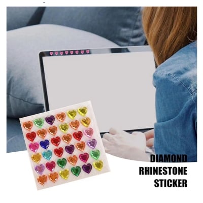 Picture of 30 pcs Stickers, Crafts Acrylic Jewelry Heart Gems, Children's Jewelry Stickers, Various Shapes of Jewelry Rhinestone Stickers (Multicolor)