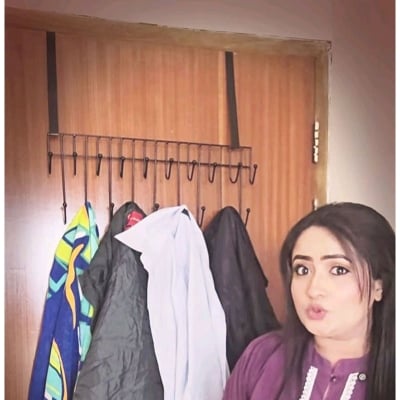 Picture of Over The Door Hook Hanger Metal door cloth rack clothes stand (Black)