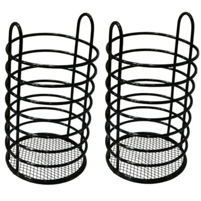 Picture of 2 pcs Metal Round Stainless Steel Cutlery Holder/Kitchen Holder / Pot (Black)