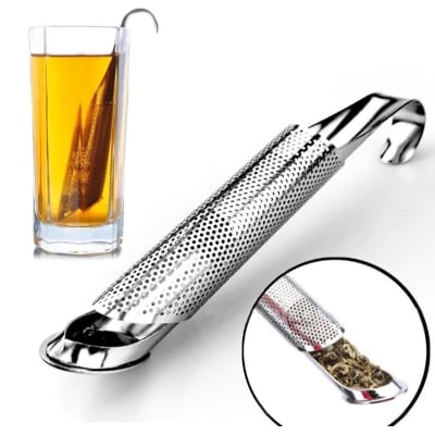 Picture of 1 Pcs Tea Infuser, Stainless Steel Tea Infuser Stick Pipe Tea Infuser for Loose Tea Leaf, Tea Infusers Pen with Hook (Silver)