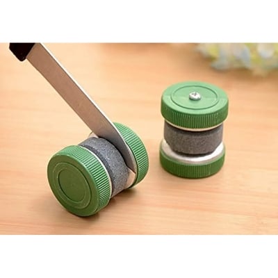 Picture of 1pcs Round Sharpening Stone Rapidly Rotating Wheel Sharpener Knifes Outdoor Pocket Tool Portable Scissor Grinder Kitchen Stone Grindstone (Multicolor)