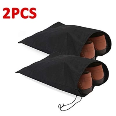 Picture of 2 Pack Portable Shoe Bags for Travel  Large Shoes Storage Organizer with Drawstring, (Black)