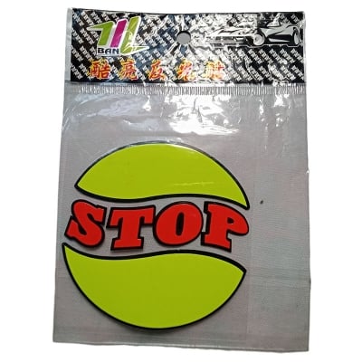 Picture of 1 pcs STOP LOGO Reflective Emblem Decal Car Bike Sticker Logo (5x5 Inch) (Light green)