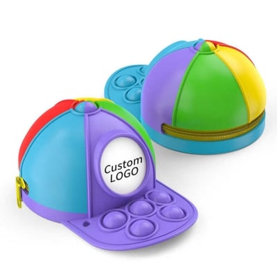 Picture of 1pcs had cap shape toy Fidget Toy Bag Silicone Pops Coin Purse (Multicolor)