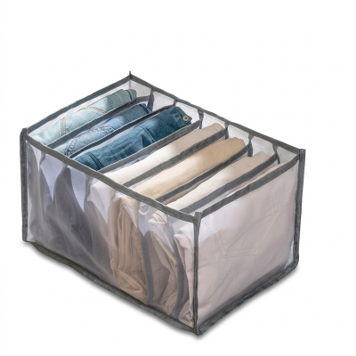 Picture of Clothes Drawer Mesh Separation Box Compartment Storage Box Mesh Separation Box Can Washed Home (Grey)