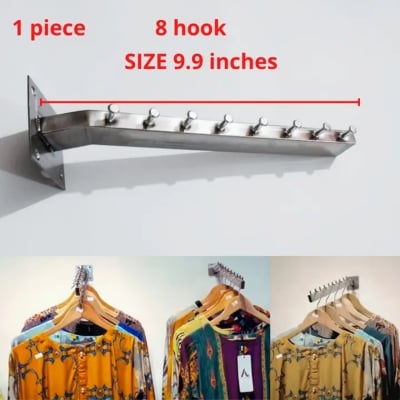 Picture of 1.Piece 8-hook Hanger Wall Clothes straight Mounted Hanging of Hanger silver cloth single hooks stand hook (Silver)