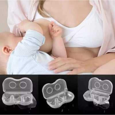 Picture of Nipple Shield 2pcs Semicircle Silicone Nipple Shield Cover Set Breastfeeding Nursing Shield Protector for Women (White)