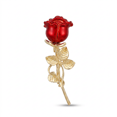 Picture of Red rose brooch, women's flower brooch, safety pin for dresses, fashion rose brooches, wedding accessories, banquet, mother's day, gifts, small (Multicolor,One size fits all)